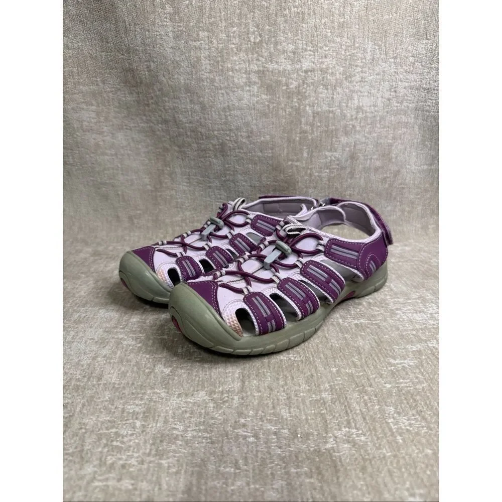 Khombu Kids' Sandy Hook & Loop Strappy Closed Toe Athletic Sandals Purple Size 4